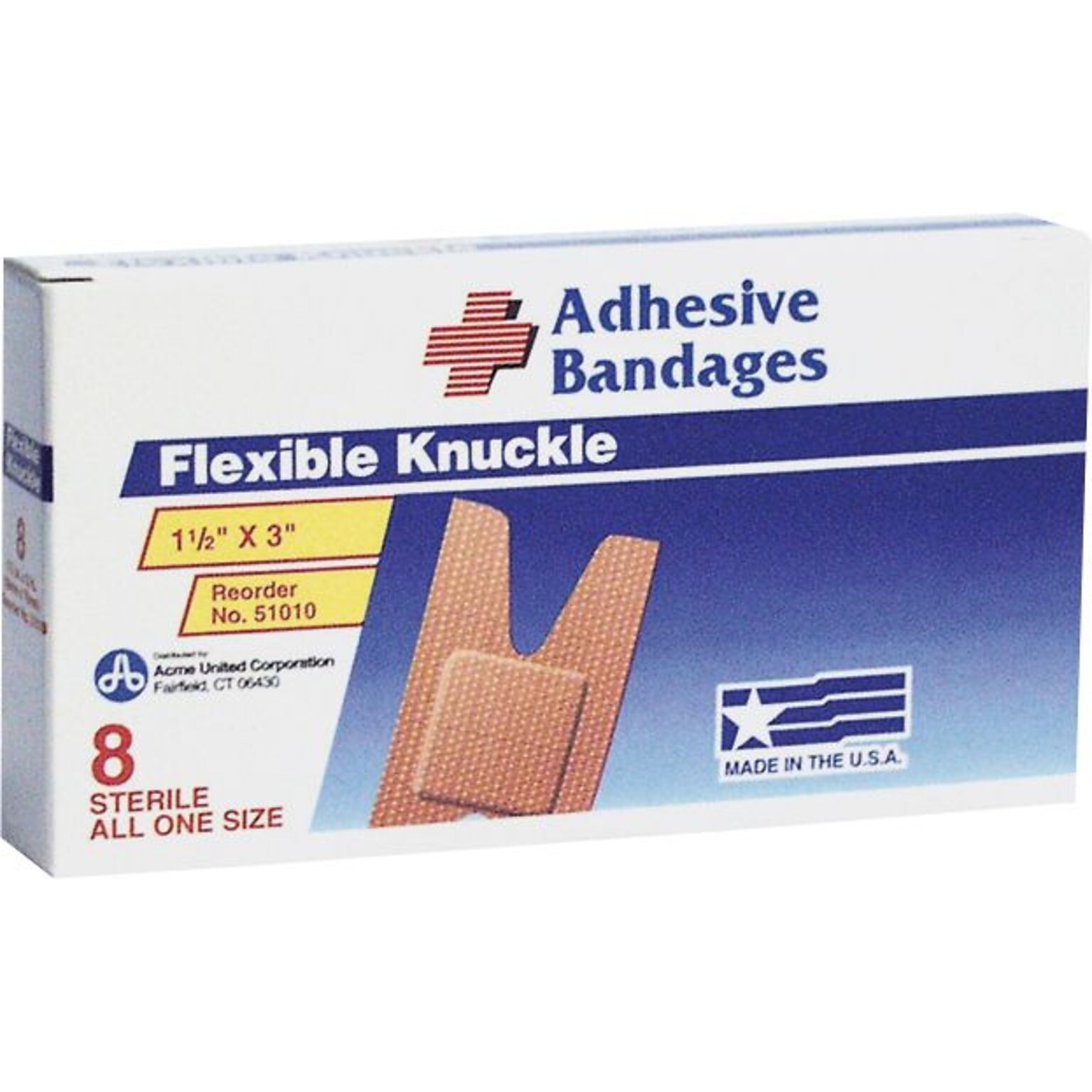 PhysiciansCare 1.5 x 3 Knuckle Bandages, 8/Box (ACM51010)