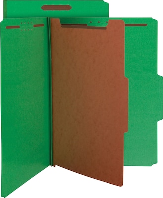 Smead Top Tab Classification Folders, Legal Size, Green, 2 Expansion, 10/Bx