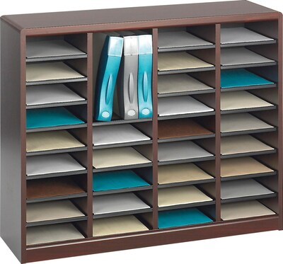 Safco E-Z Stor® 36-Compartment Literature Organizers, 40 x 11.75, Mahogany (9321MH)