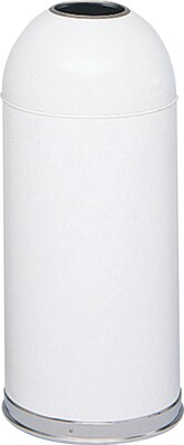 Safco Open Top Dome Receptacles Steel Trash Can with no Lid, 15 Gallon, White (9639WH)