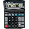 Victor Technology 1190 12-Digit Battery/Solar Powered Basic Calculator, Black (1190)