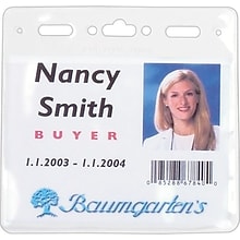 Baumgartens Badge Holder, Convention Style, Clear, 4 x 3, 50/Pk (BAU67830)