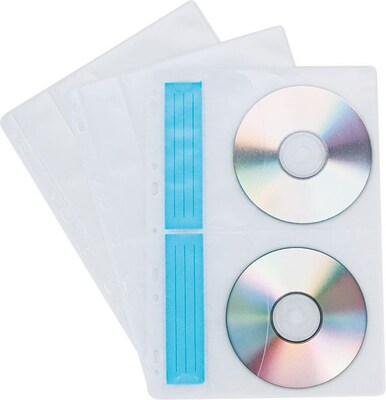 CD/DVD Storage Binder Sheets, White/Clear, 10/Pk