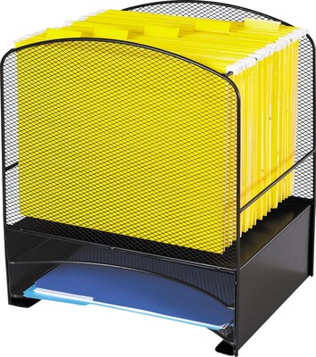 Safco Mesh Hanging File Organizer and Letter Tray Rack, Black (SAF3260BL)