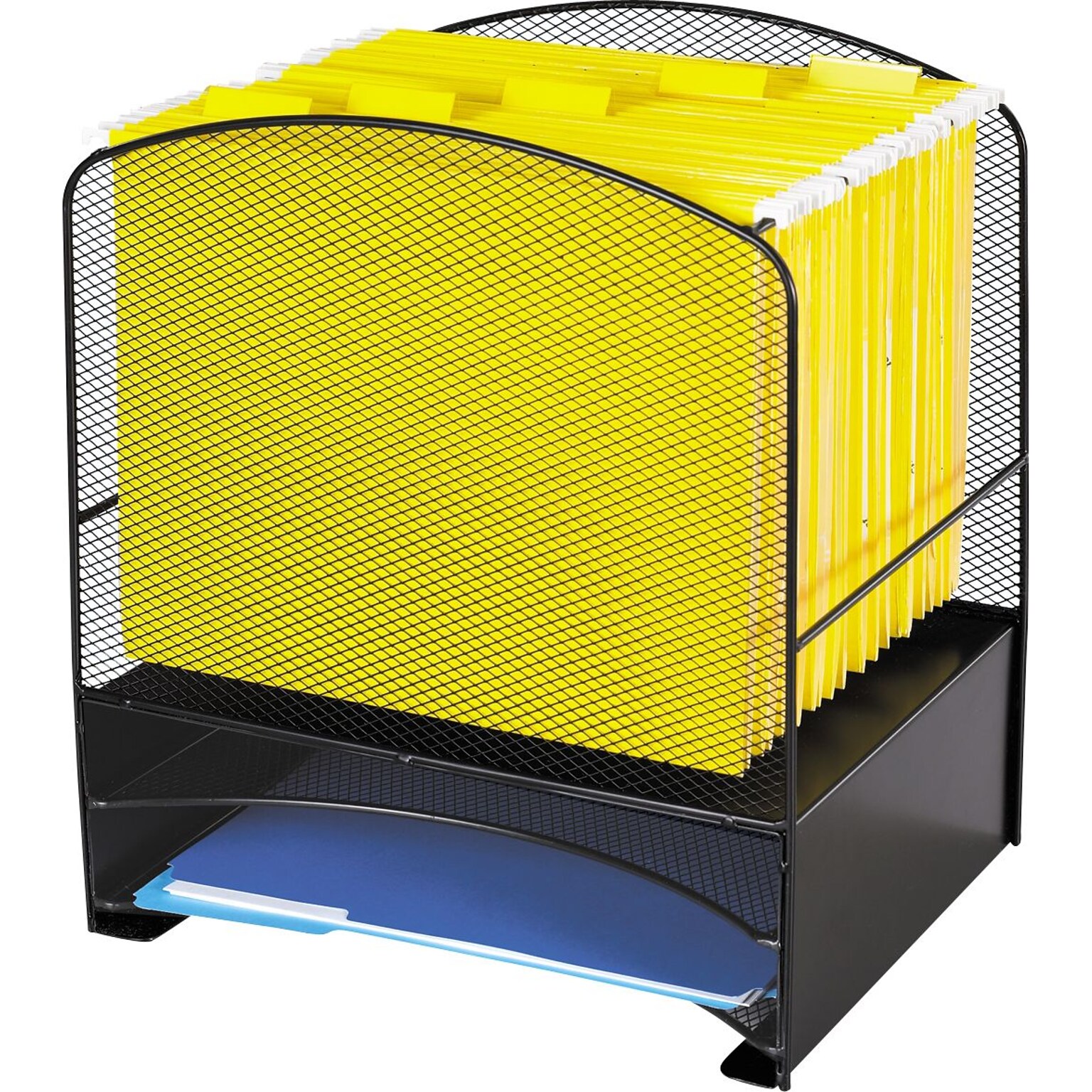 Safco Mesh Hanging File Organizer and Letter Tray Rack, Black (SAF3260BL)