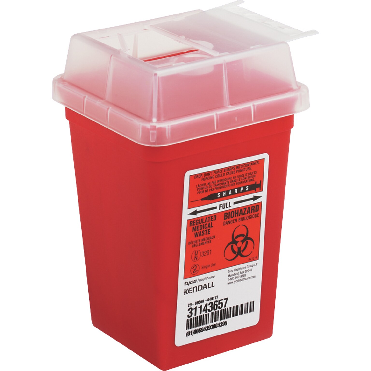 Impact Sharps Waste Containers, Red, 1 Quart, 6 3/4H x 4 1/2W x 4 1/2D