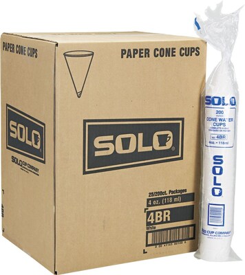 Solo Bare® Eco-Forward® Cone Cold Cups, 4 Oz., White, 5000/Carton (4BR-2050)