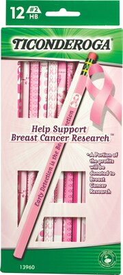Dixon Ticonderoga® Pink Ribbon Woodcase Pencils, #2 Soft, Dozen
