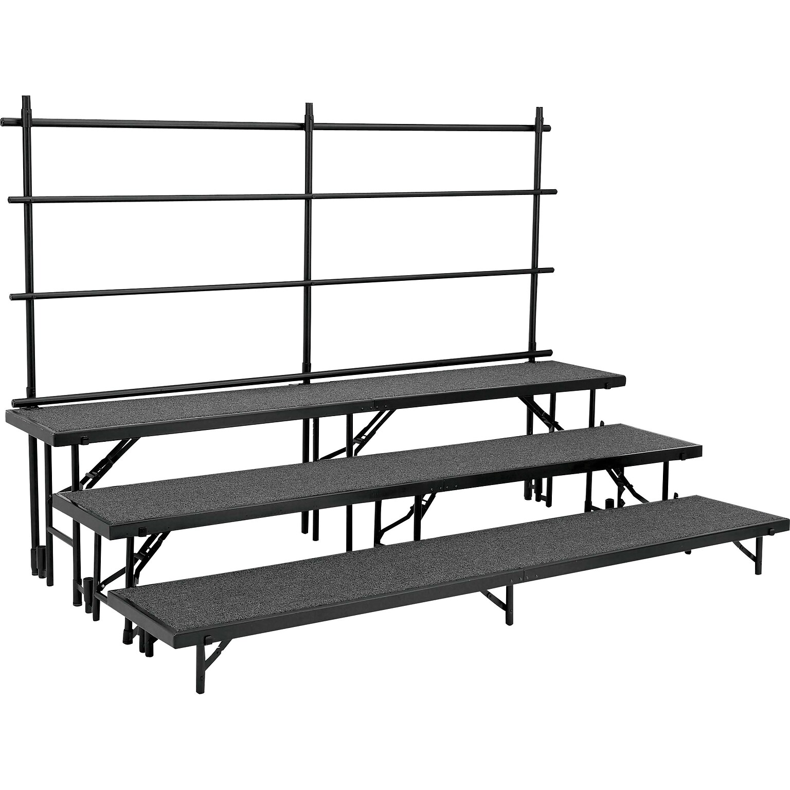 NPS 2 Level Tapered Standing Choral Riser, 36W x 60”-66”L x 16H, Red Carpet (RT2LC-40)