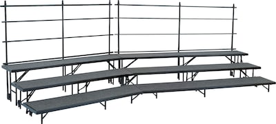 NPS 3 Level Straight Standing Choral Riser, 54W x 60”-72”L x 24H, Blue Carpet (RS3LC-04)
