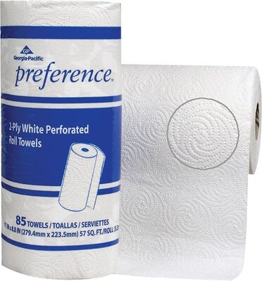 Preference®, 2 Ply, Perforated Roll Paper Towel, White, 85 Sheets/Roll, 15 Rolls/Case, (27315)