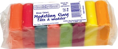 Chenille Kraft Company Modeling Clay Assortment, 8 Assorted Neon Colors, 220g