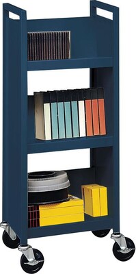 Bretford® Single-Sided Book Trucks, 3-Shelf, Narrow Width, Black