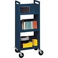 Bretford® Single-Sided Book Trucks, 3-Shelf, Narrow Width, Blue