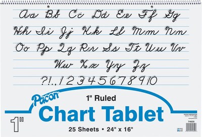 Pacon Chart Tablets, 32"H x 24"W, 1" Ruled, White, 70 Sheets/Pack