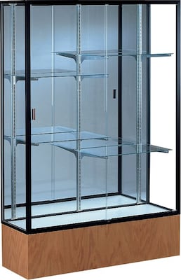 Waddell Reliant Series 4-Shelf Display Case, Satin/Light Oak Veneer, 72H x 48W x 16D