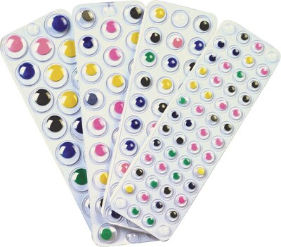 Chenille Kraft Company Peel n Stick Wiggle Eyes, Assorted Colors, 125/Pk