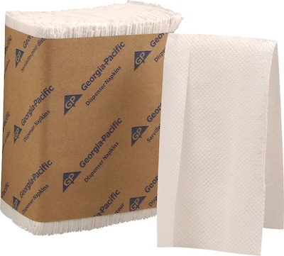 Dixie Napkin Dispenser Refill, Tall-Fold, 1-Ply, White, 250 Napkins/Pack, 40 Packs/Case (33201)