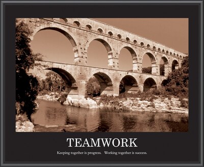 Teamwork Framed Motivational Print, Sepia