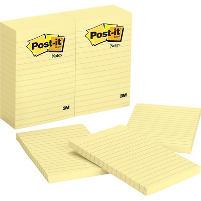 Post-it® Notes, 4 x 6, Canary Yellow, Lined, 100 Sheets/Pad, 12 Pads/Pack (660)