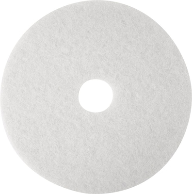 3M 16" Polishing Floor Pad, White, 5/Carton (410016)