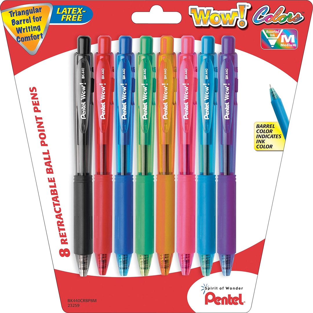 WOW Black Ink 36 per Pack Medium Ballpoint Retractable Pen Sold as 1 Package 