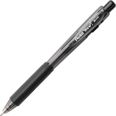 Pentel® WOW® Retractable Ballpoint Pens, Medium Point, Black, Bonus Pack, 36/Pack