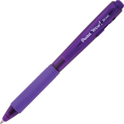 Pentel WOW Retractable Ballpoint Pens, Medium Point, Assorted Ink, 8/Pack (BK440CRBP8M)