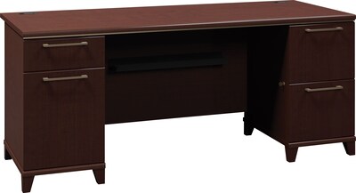 Bush Business Furniture Enterprise 72W Double Pedestal Desk, Mocha Cherry