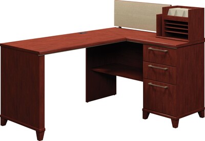 Bush Business Furniture Enterprise 60W x 47D Corner Desk Solution, Harvest Cherry