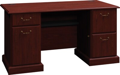 Bush Business Furniture Syndicate 60W Double Pedestal Desk, Harvest Cherry