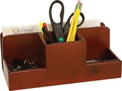 C.R. Gibson® Desk Accessories; Mahagony Birch Supply Caddy