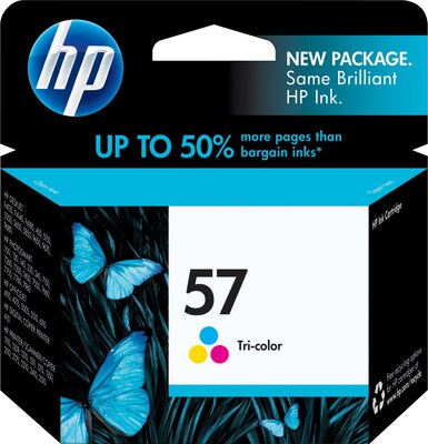 HP 57 Tri-Color Standard Yield Ink Cartridge, Print Up to 500 Pages (C6657AN#104)