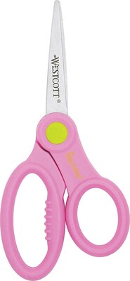 Westcott 5" Stainless Steel Kid's Scissors, Pointed Tip, Assorted Colors (14607)