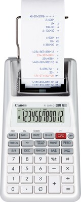 Canon® Hand-Held Calculators; GREEN (Recycled Casing), 12-Digit Portable Printer/Display, White