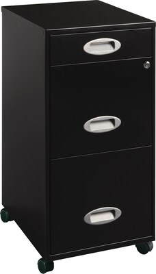 Lorell SOHO 3-Drawer File Cabinet, Black, Letter (LLR17427)