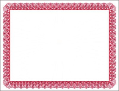 Masterpiece Studios Certificates, 8.5 x 11, Red and White, 100/Pack (961034S)