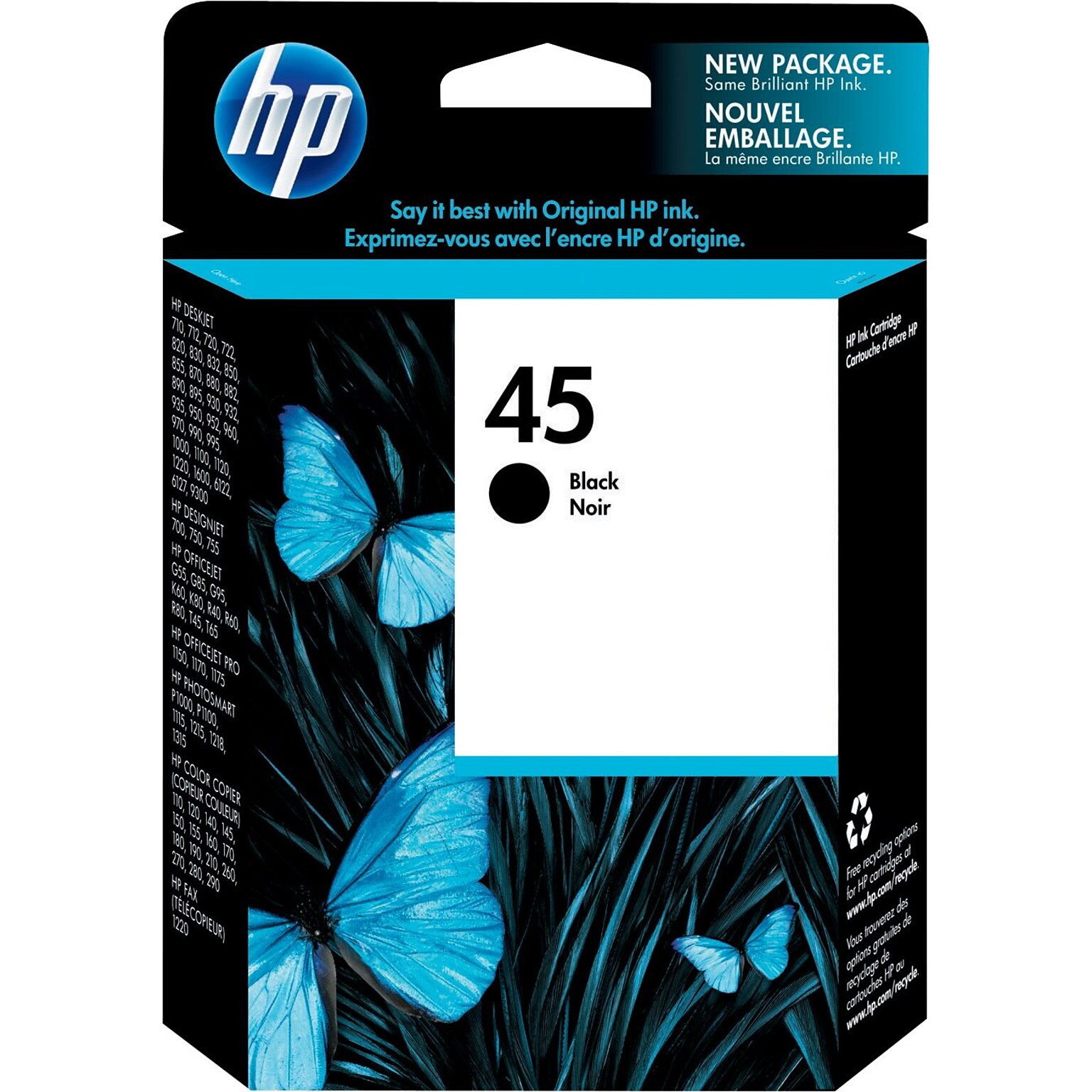 HP 45 Black Standard Yield Ink Cartridge   (51645A)