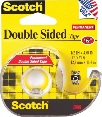 Scotch® Double Sided Permanent Tape, 1/2" x 12.5 yds., 1/Roll (137)