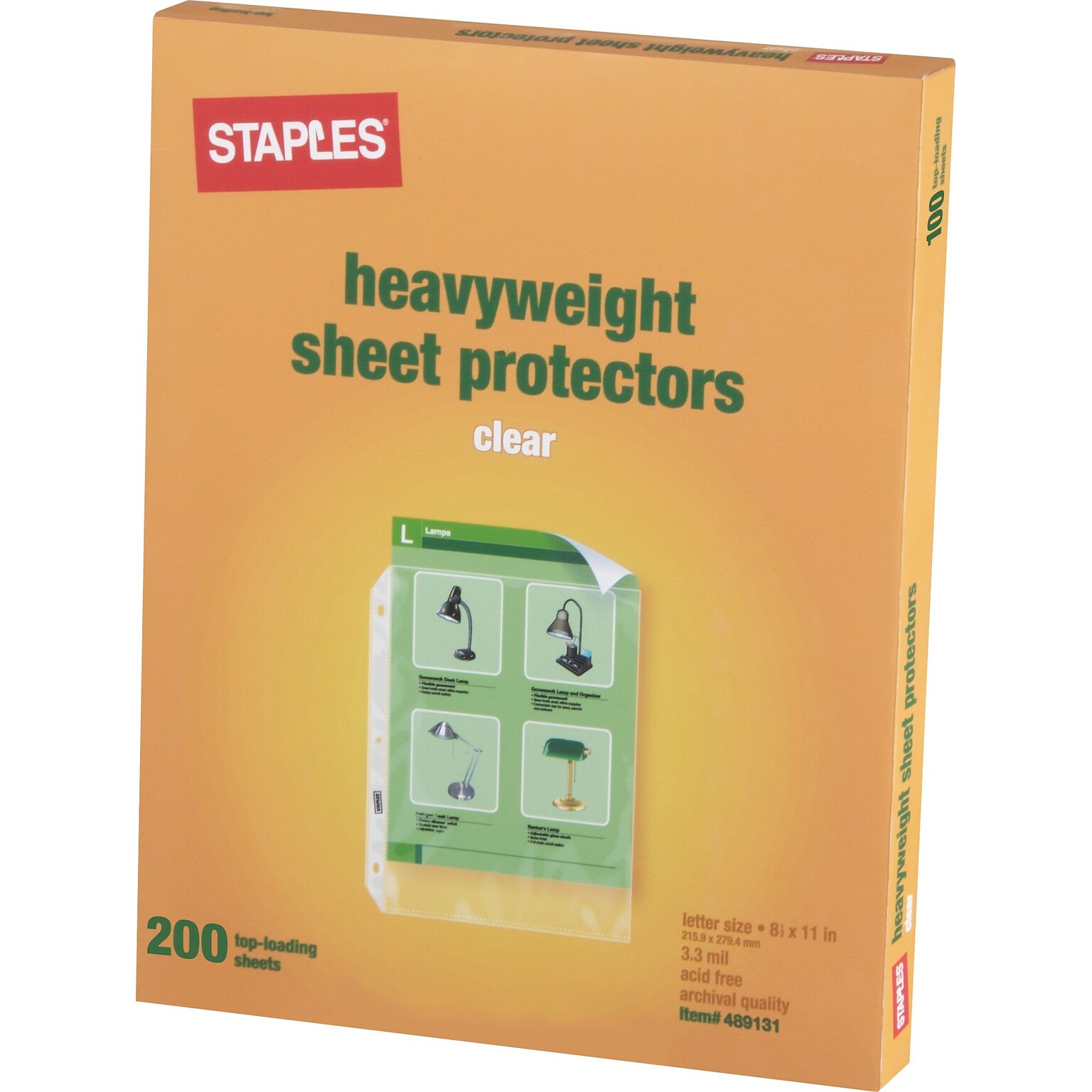 Staples Heavyweight Sheet Protectors, 8.5 x 11, Clear, 200/Box (34846)