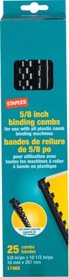 Plastic Comb Binding Spines, 5/8, Black, 25/Pack
