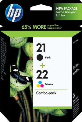 HP 21/22 Black/Tri-Color Standard Yield Ink Cartridge, 2/Pack (C9509FN#140)