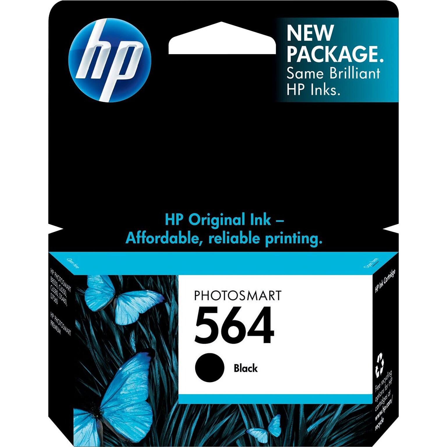 HP 564 Black Standard Yield Ink Cartridge   (CB316WN#140)
