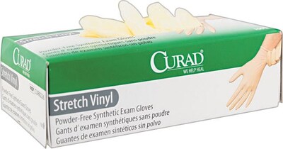 Curad Stretch Powder Free Beige Vinyl Gloves, Large, 150/Box, 10 Boxes/Carton (CUR9226)