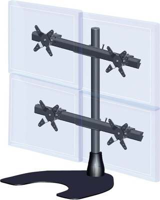 Ergotech Quad Adjustable Monitor Stand, 17" to 24" Monitors, Black (100-D28-B13)