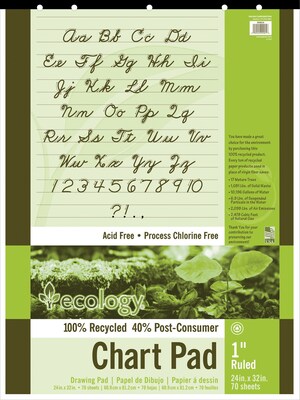 Pacon S.A.V.E Recycled Chart Pad, 24 x 32, 1 Ruled, 70 Sheets/Pad