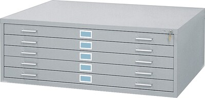 Safco® Versatile Steel Flat Files, 5-Drawers: 50x38, 16-1/2Hx53-3/8Wx41-3/8D, Grey