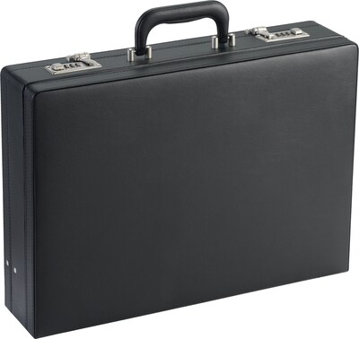 Solo New York Premium Leather-like Attache, Hard-sided with Combination Locks, Black, K85