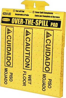 Rubbermaid Over-The-Spill Pad Tablet, 17 x 14, Yellow, 25/Pack (FG425400YEL)