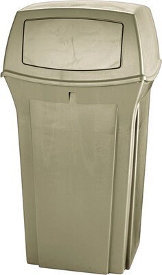 Rubbermaid Ranger Fire-Safe Trash Can Container, Square, Plastic, Beige, 35 Gallon (FG843088BEIG)